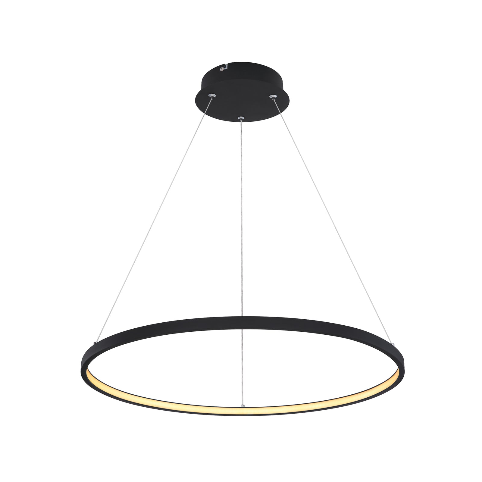 LED pendellampe Ralph rund svart jern Ø60 cm montert