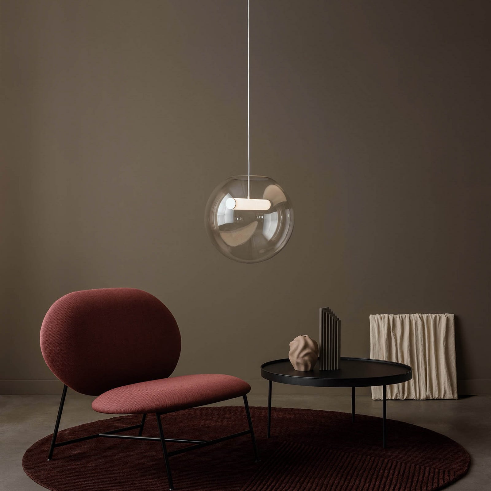 LED pendellampe Reveal røykglass dimbar Ø45 cm bakside