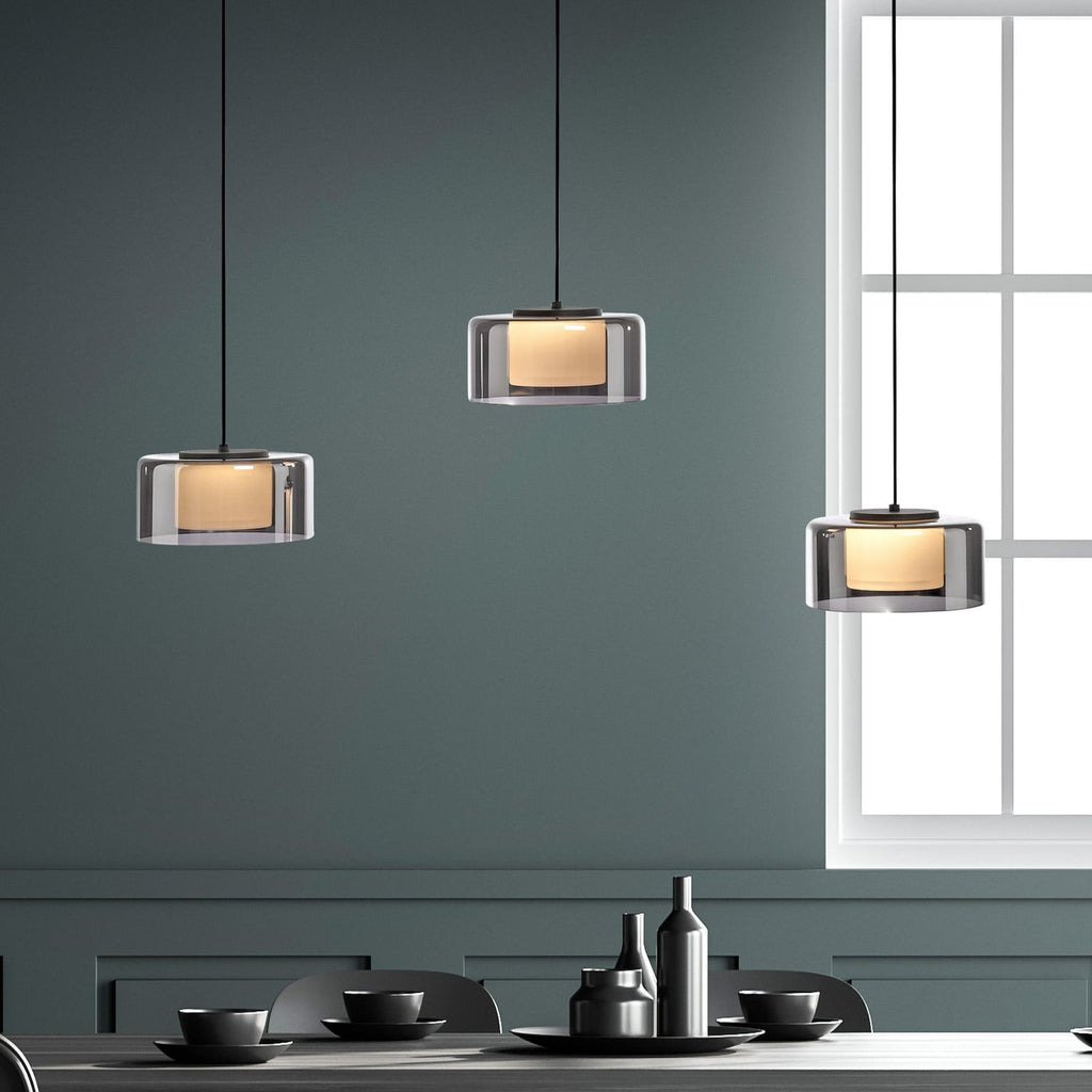 LED pendellampe Rika 3-lys røykglass dimbar 71 cm forfra