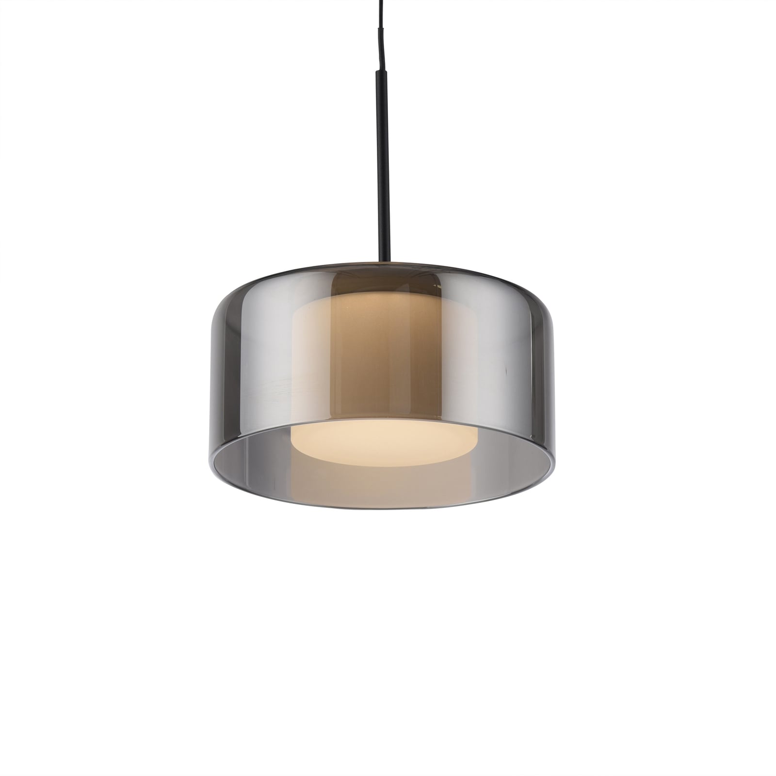 LED pendellampe Rika 3-lys røykglass dimbar 71 cm nærbilde av lampe