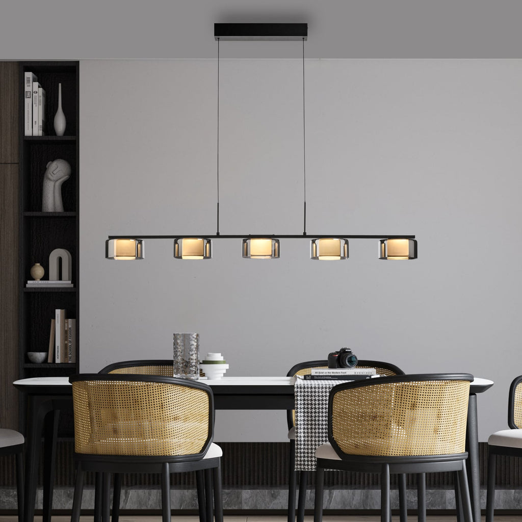 LED pendellampe Rika 5-lys røykglass dimbar 119 cm bakside