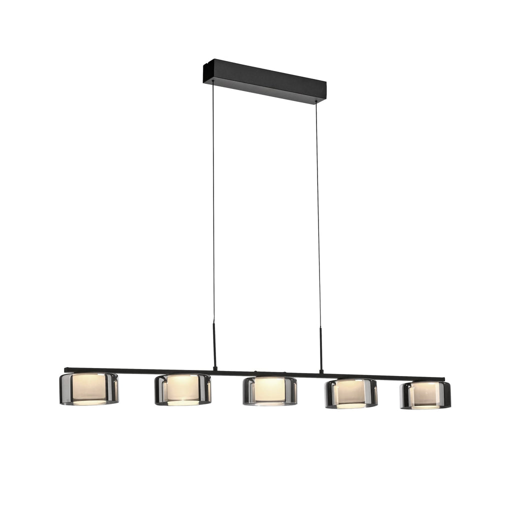 LED pendellampe Rika 5-lys røykglass dimbar 119 cm detalj av glass