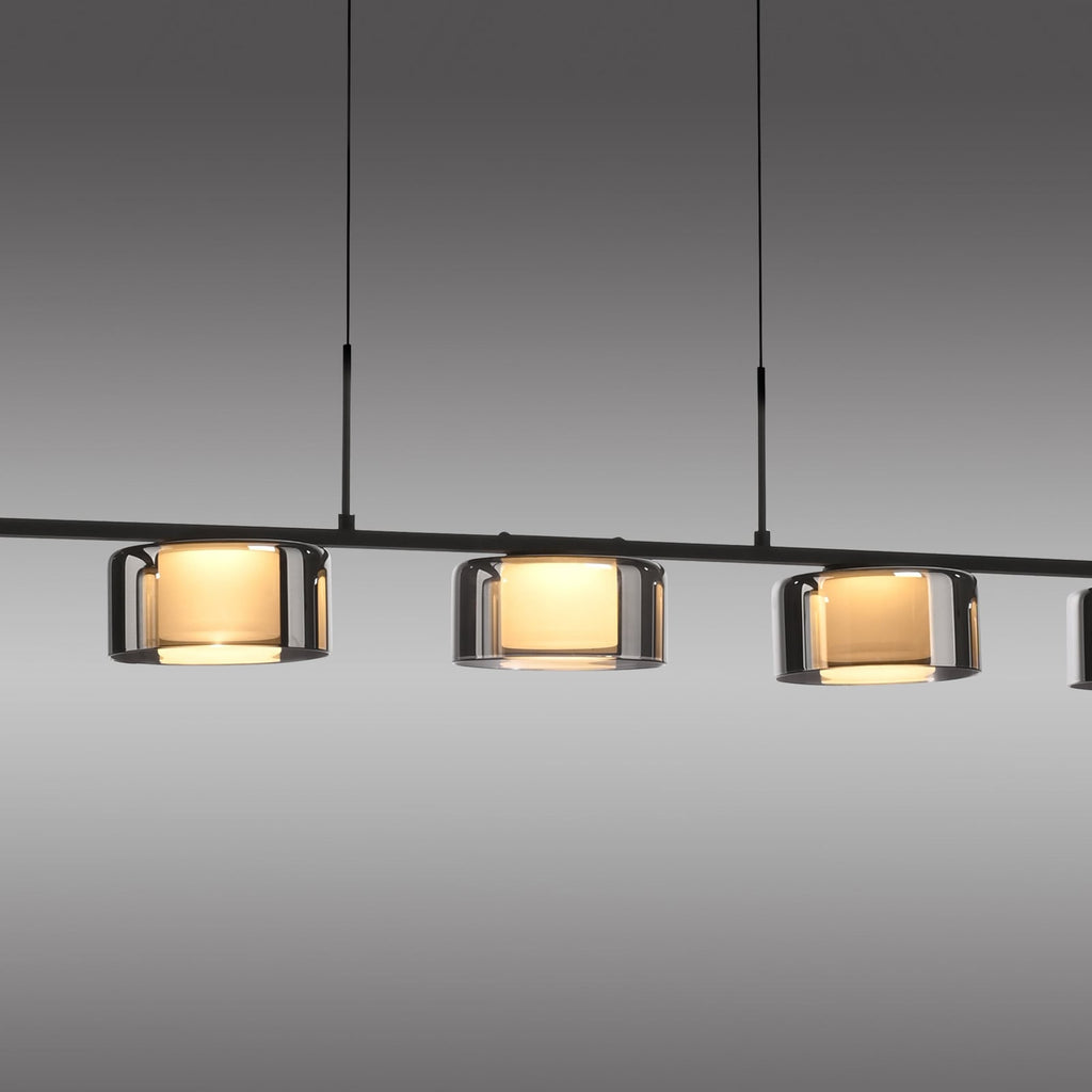 LED pendellampe Rika 5-lys røykglass dimbar 119 cm nærbilde dimmer