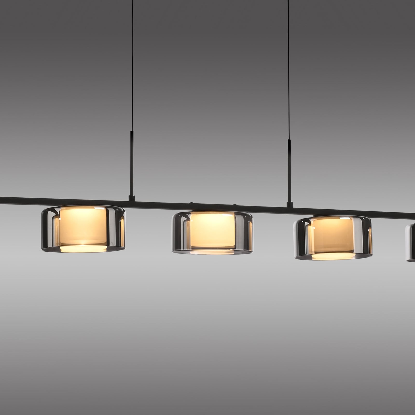 LED pendellampe Rika 5-lys røykglass dimbar 119 cm nærbilde dimmer