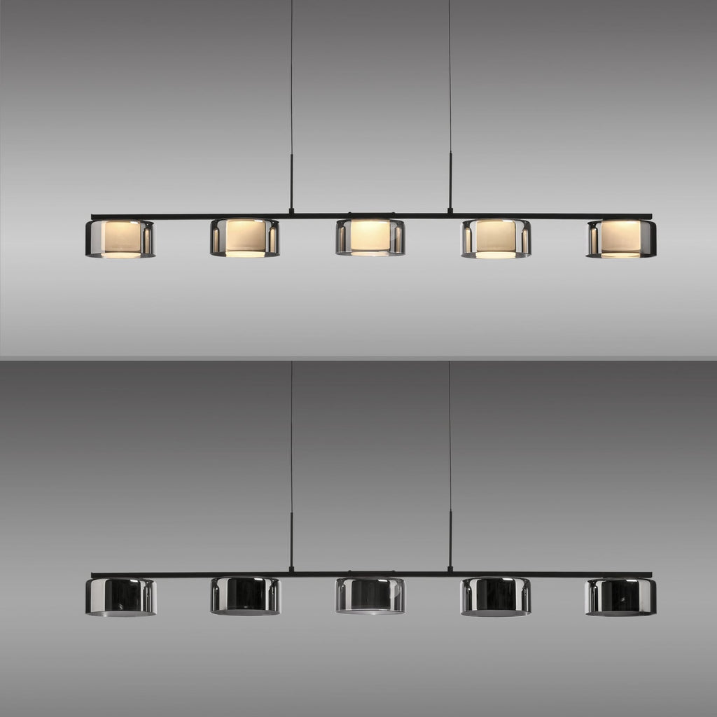 LED pendellampe Rika 5-lys røykglass dimbar 119 cm sideprofil