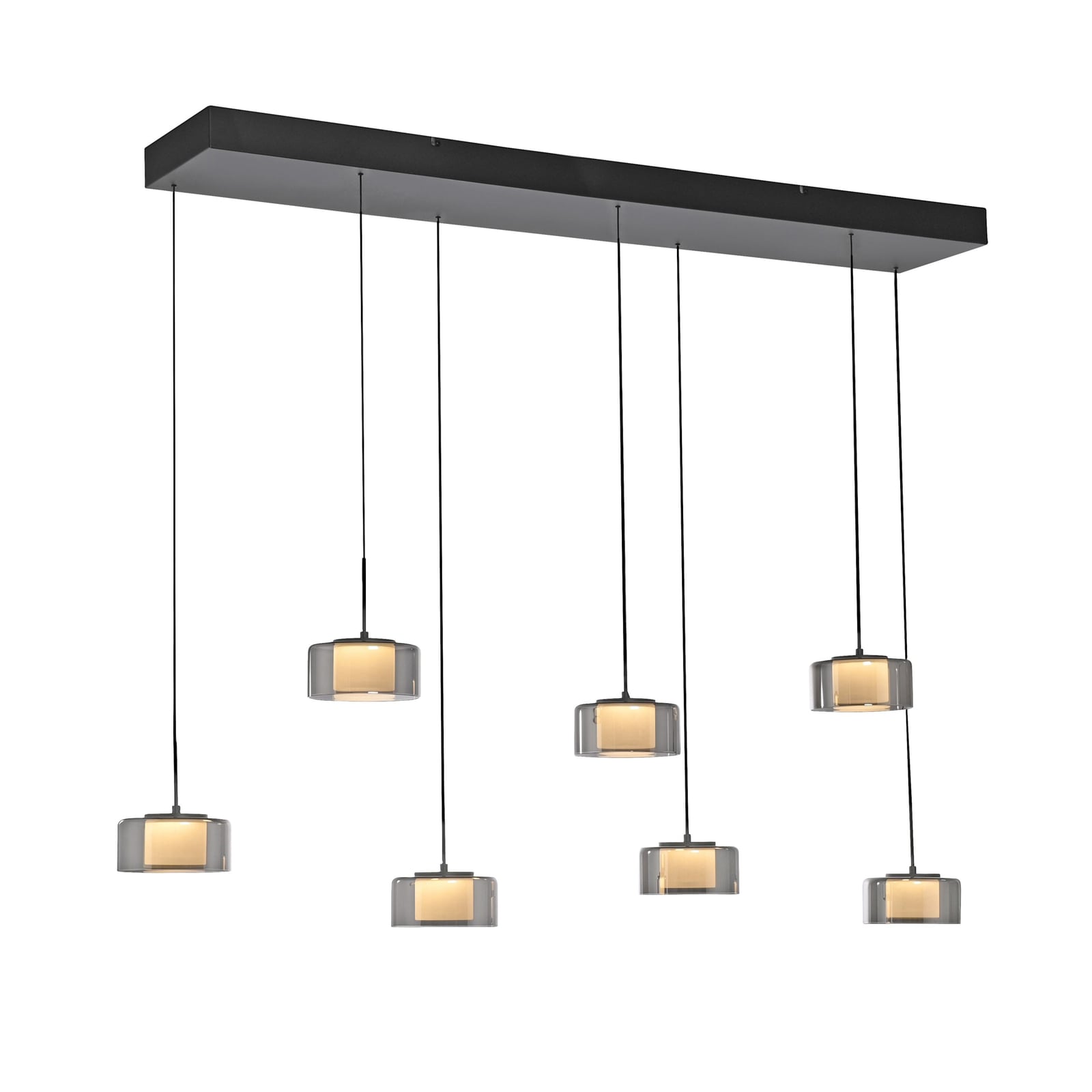 LED pendellampe Rika 7-lys røykglass dimbar 135 cm detalj av glass