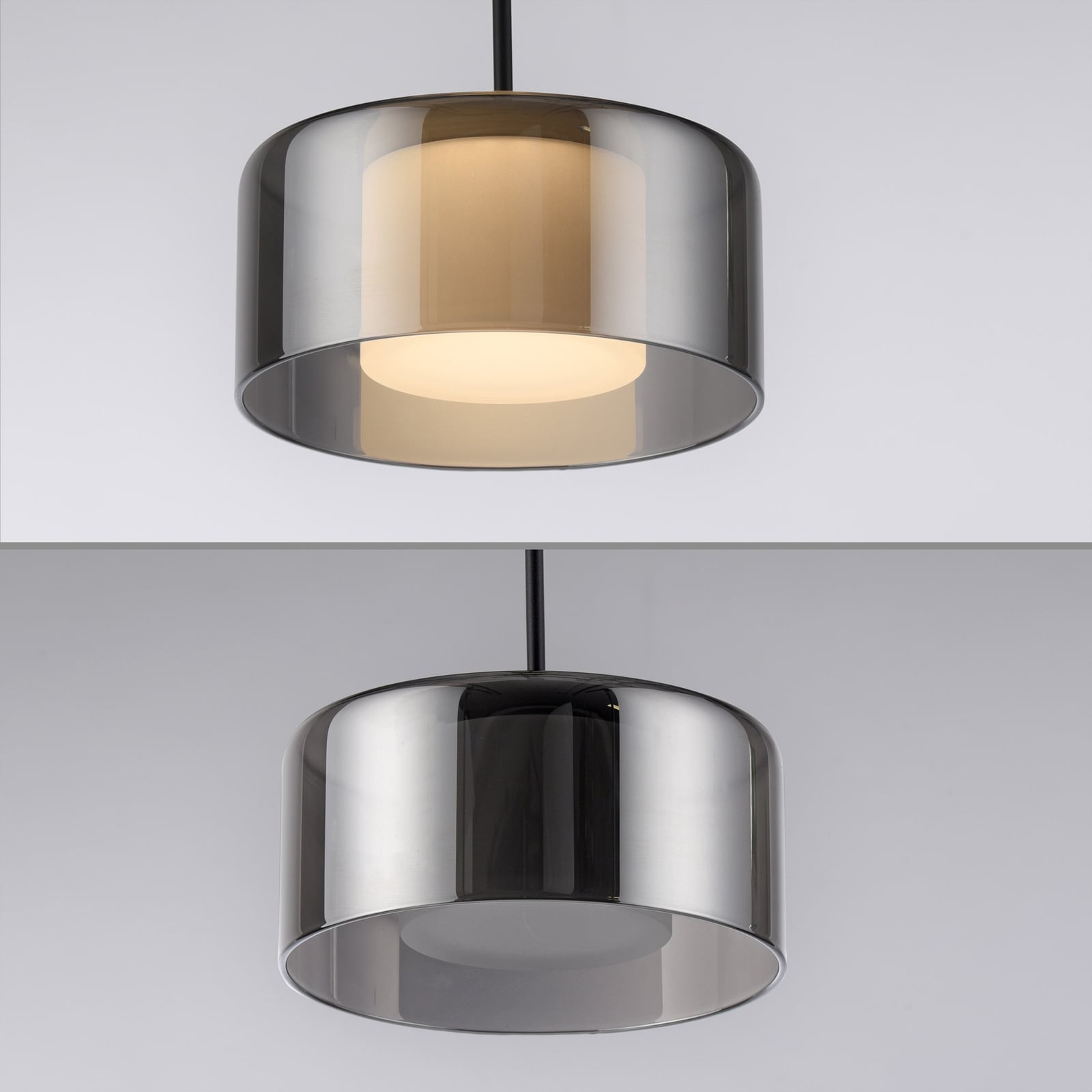 LED pendellampe Rika 7-lys røykglass dimbar 135 cm helhetlig oversikt