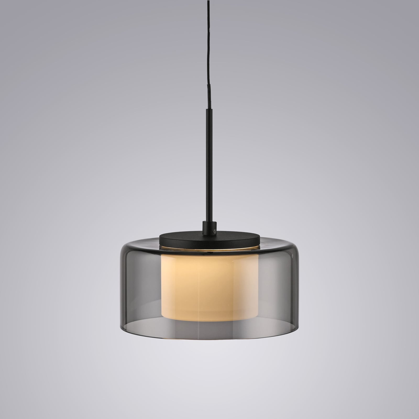 LED pendellampe Rika røykglass dimbar Ø15 cm side