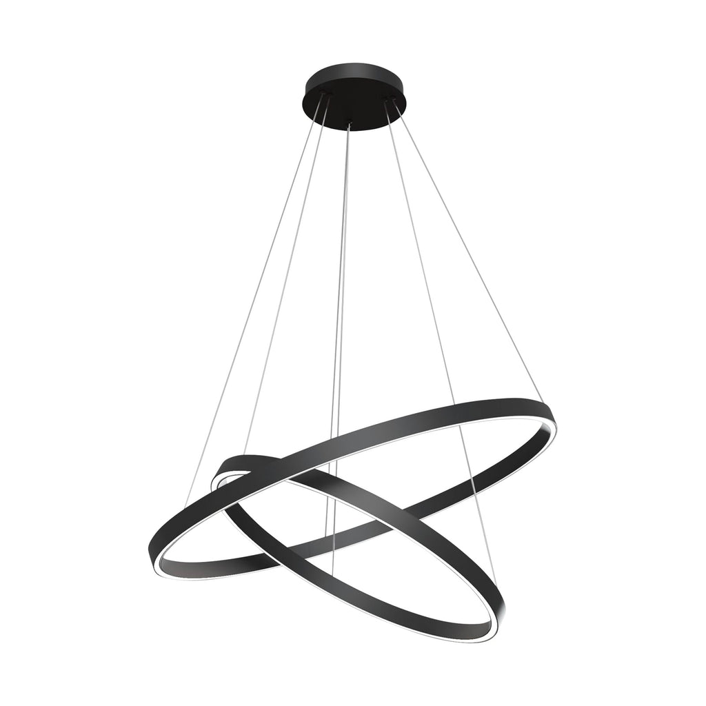 LED pendellampe Rim 2 ringer aluminium svart forfra