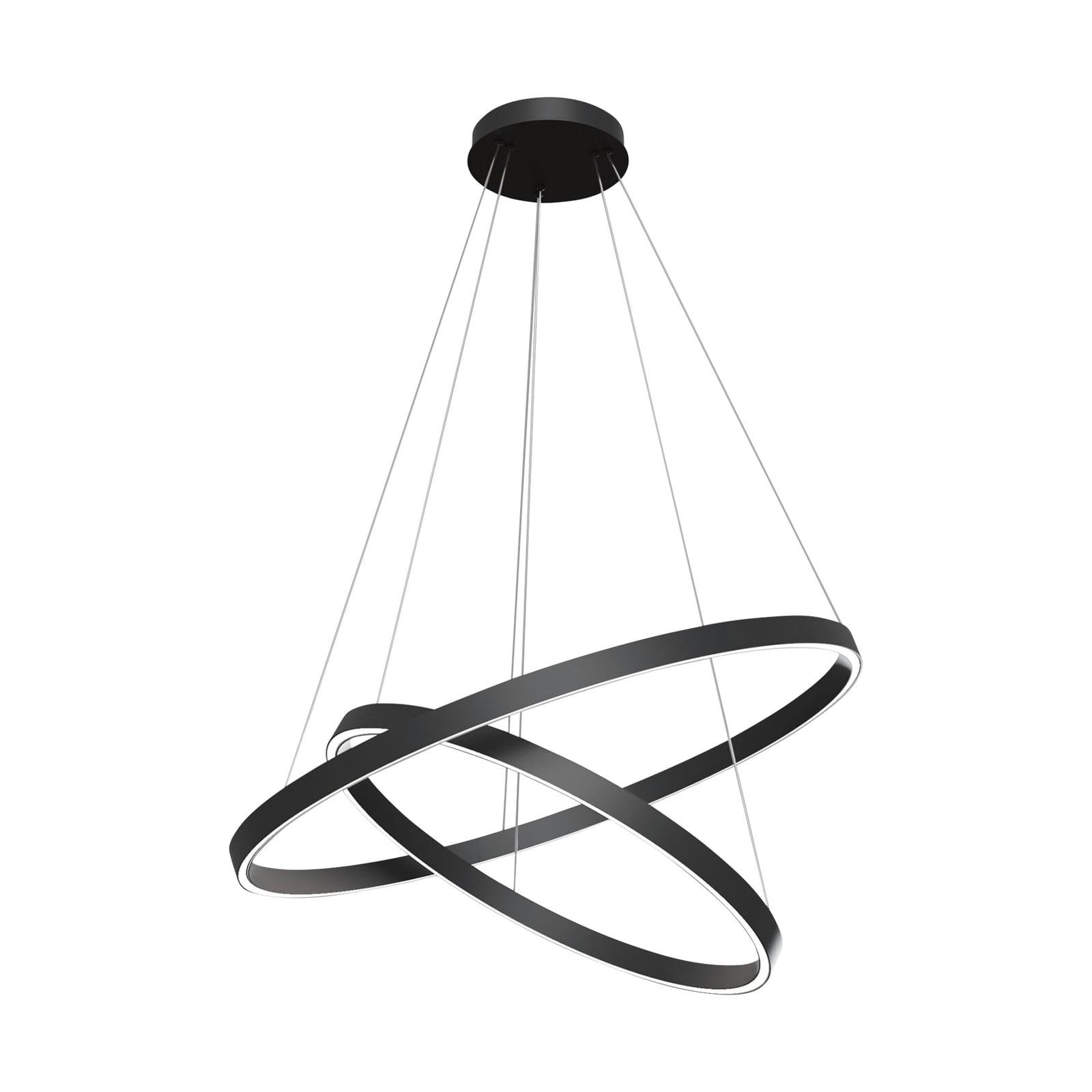 LED pendellampe Rim 2 ringer aluminium svart forfra