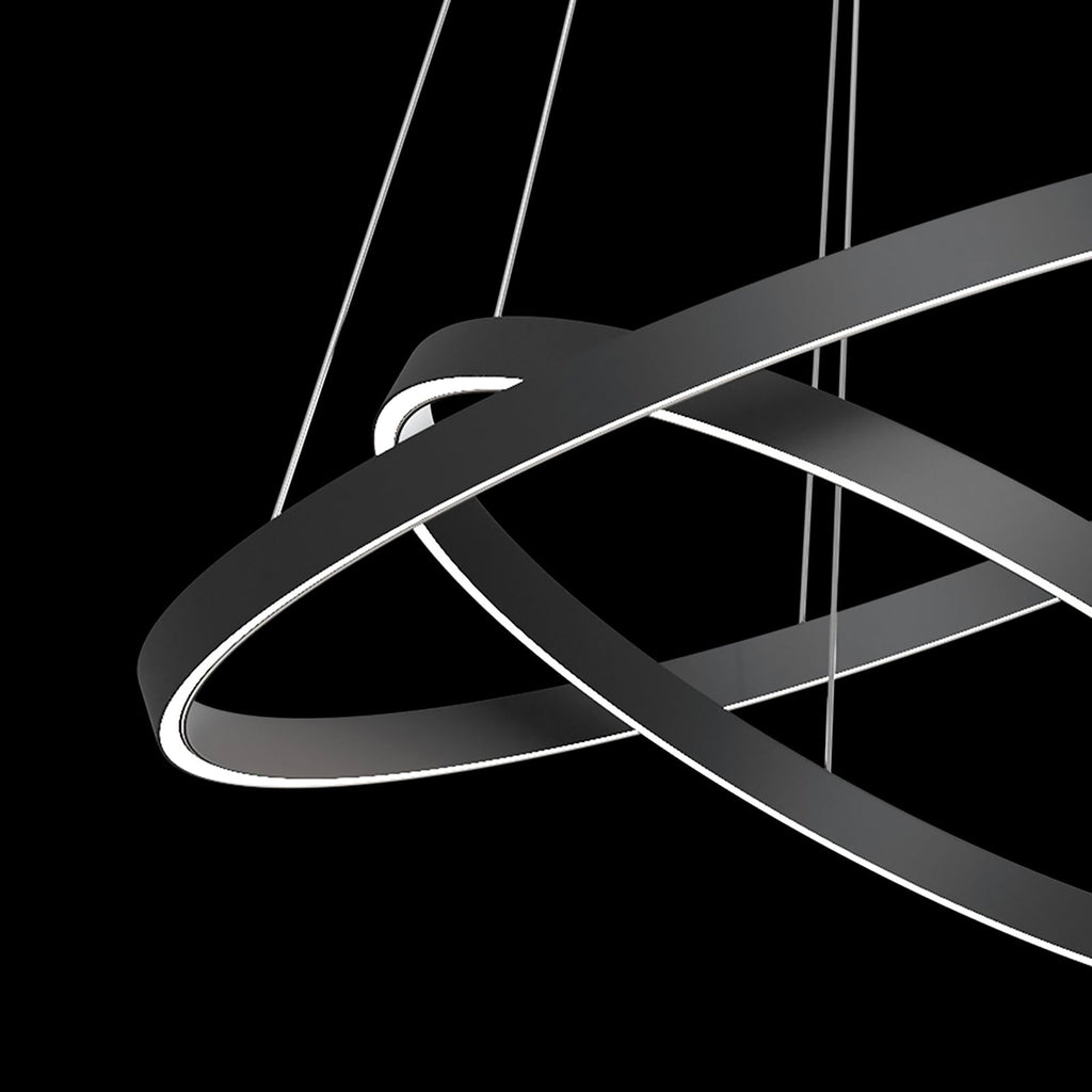 LED pendellampe Rim 2 ringer aluminium svart detalj