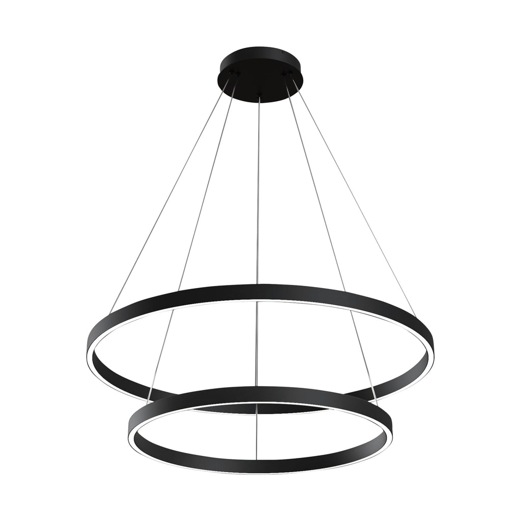 LED pendellampe Rim 2 ringer aluminium svart montert i rom