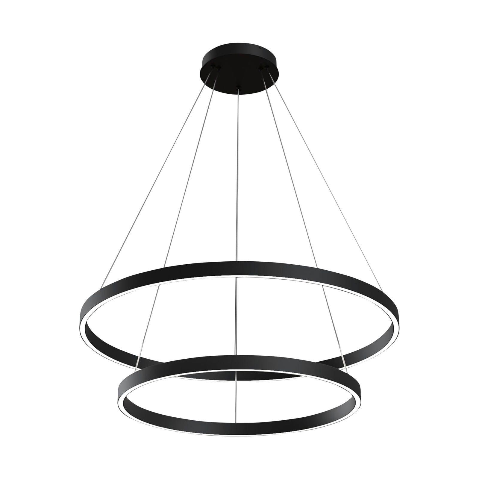 LED pendellampe Rim 2 ringer aluminium svart montert i rom