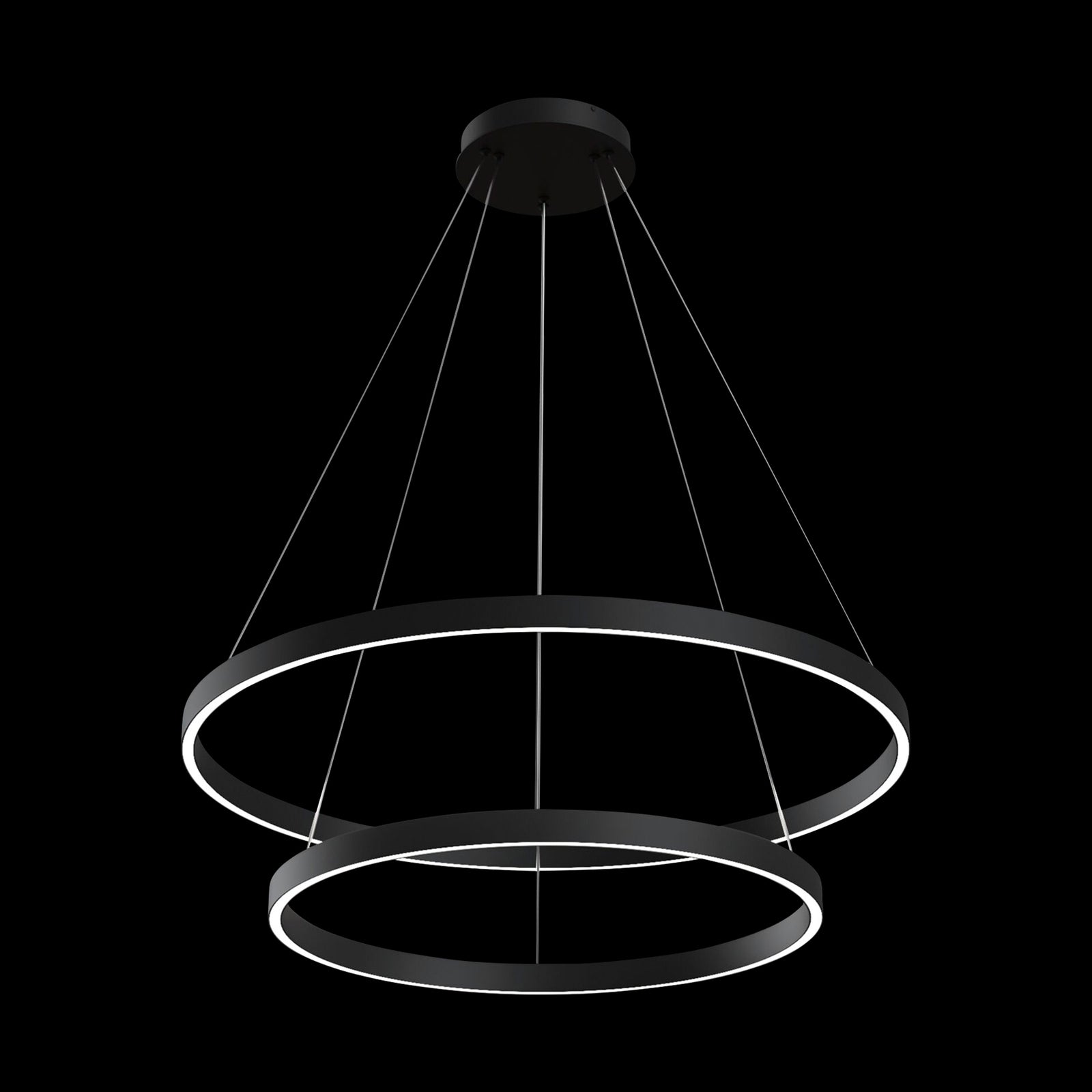 LED pendellampe Rim 2 ringer aluminium svart nærbilde