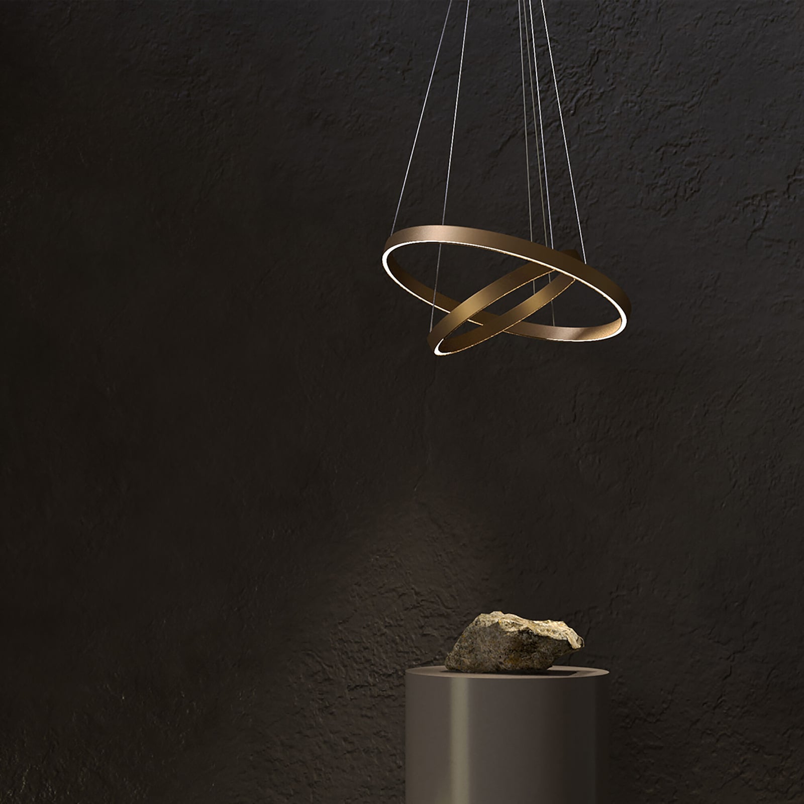 LED pendellampe Rim 2 ringer messing Ø80 cm 4000K bakside