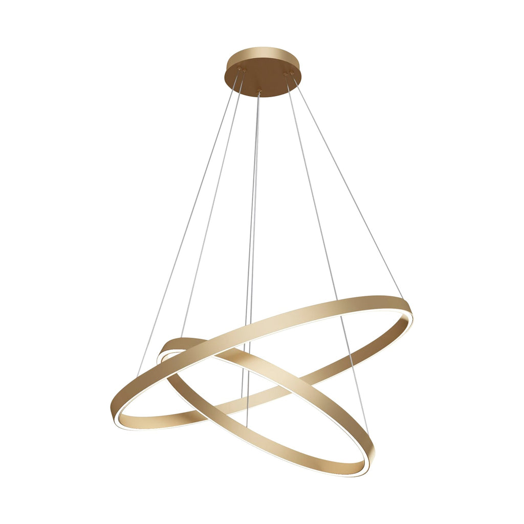 LED pendellampe Rim 2 ringer messing Ø80 cm 4000K baldakin detalj