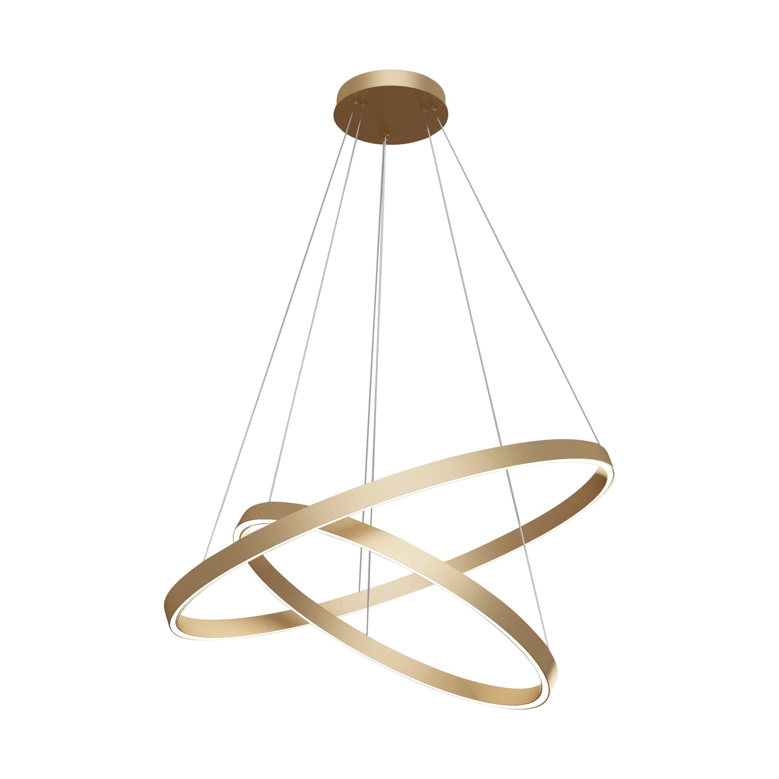 LED pendellampe Rim 2 ringer messing Ø80 cm 4000K baldakin detalj