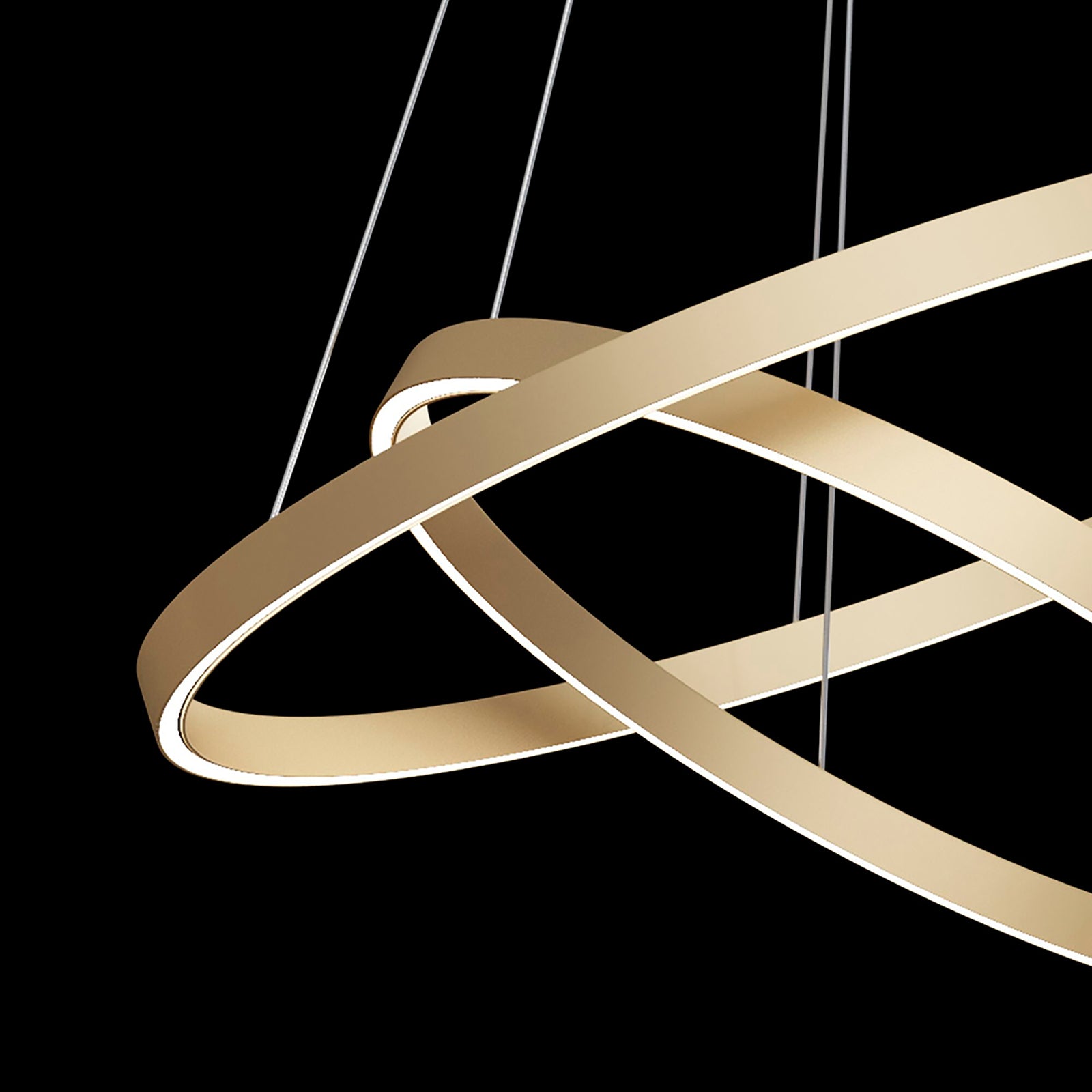 LED pendellampe Rim 2 ringer messing Ø80 cm 4000K detalj av ringene