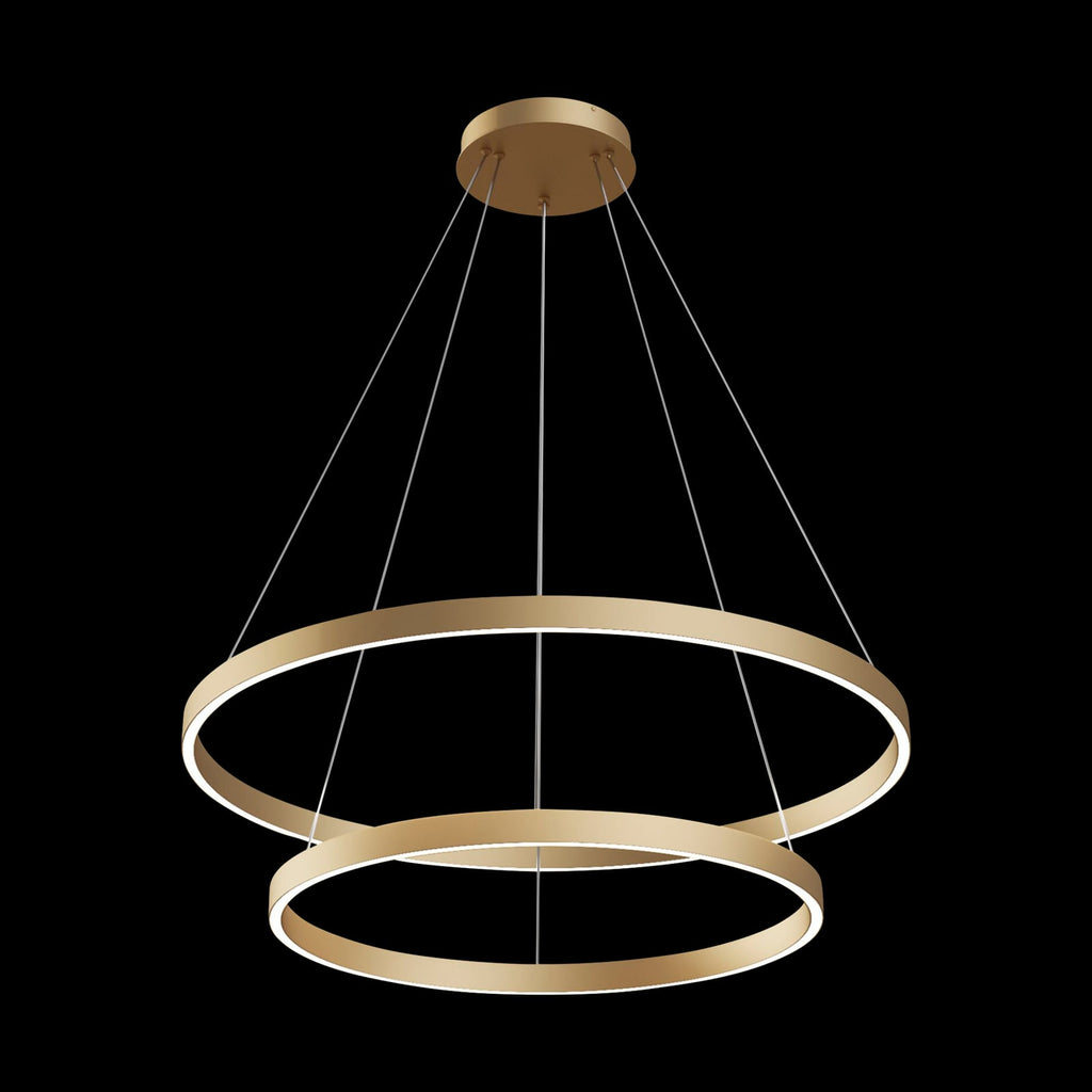 LED pendellampe Rim 2 ringer messing Ø80 cm 4000K forfra