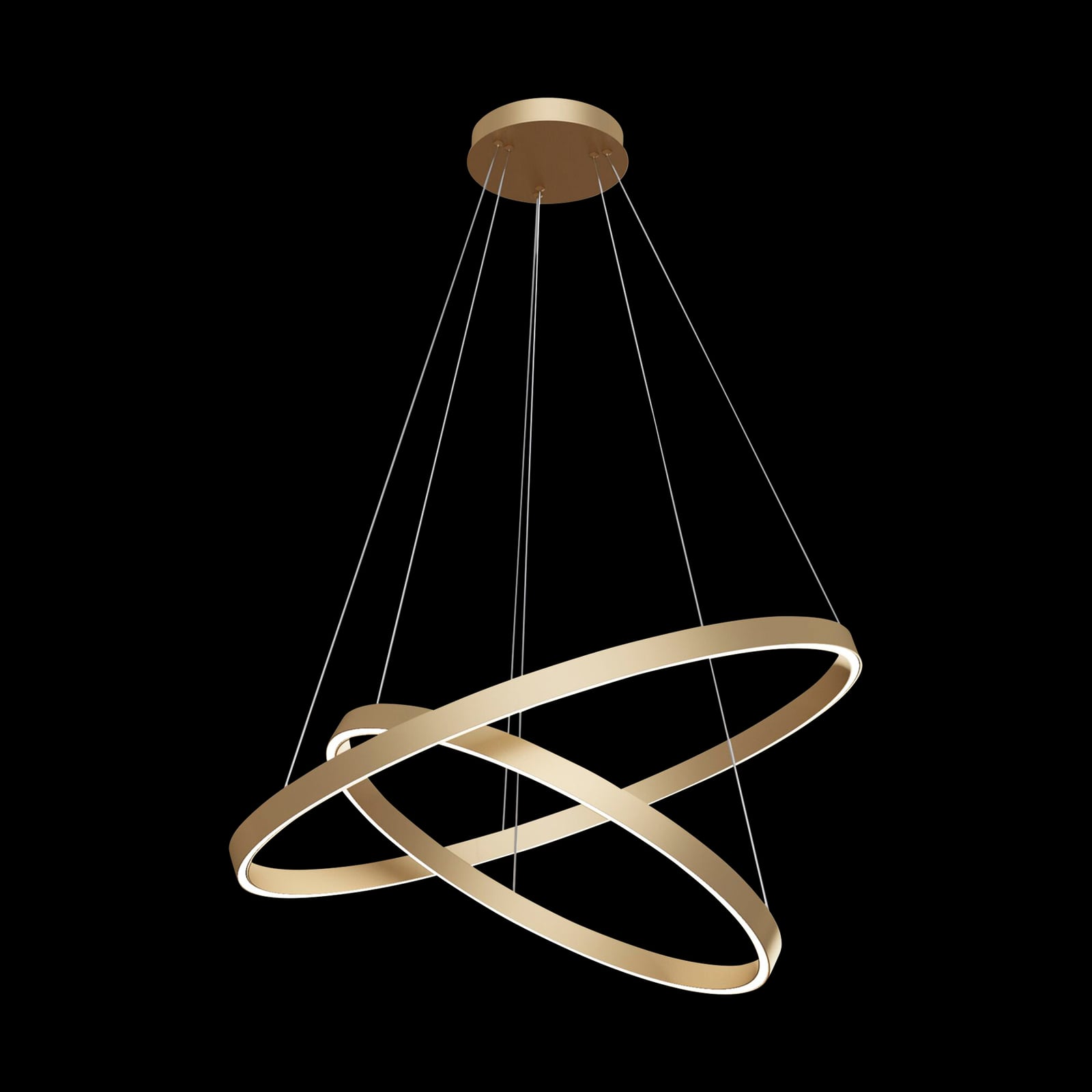 LED pendellampe Rim 2 ringer messing Ø80 cm 4000K montert i rom