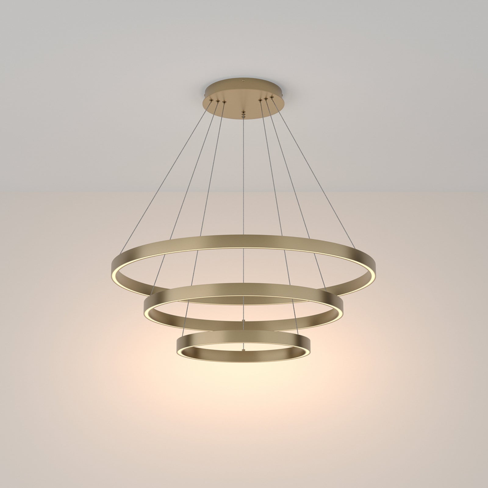 LED pendellampe Rim 3-lys messingfarget Ø80 cm opphengsdetalj