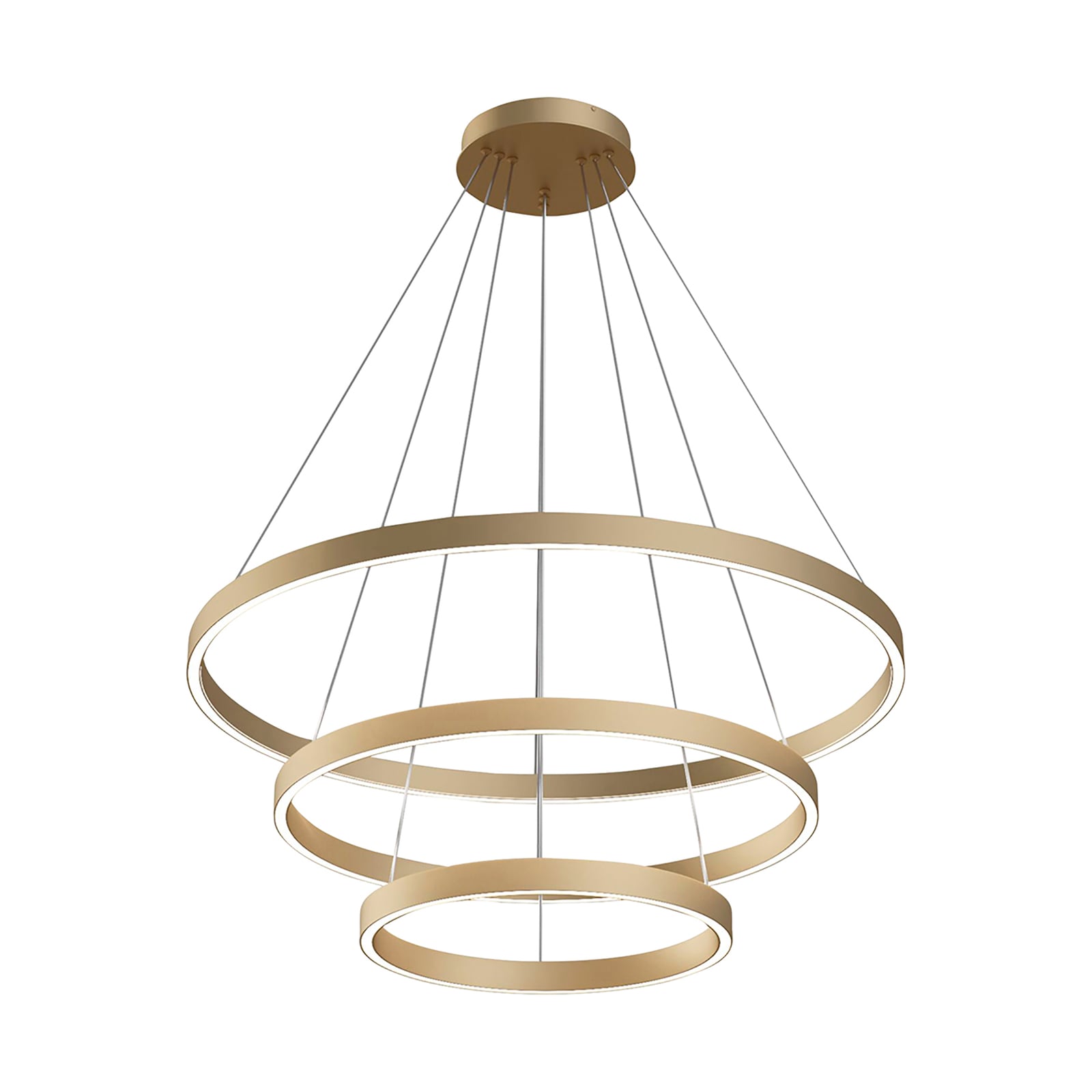 LED pendellampe Rim 3 ringer justerbar messing Ø80 cm bakside