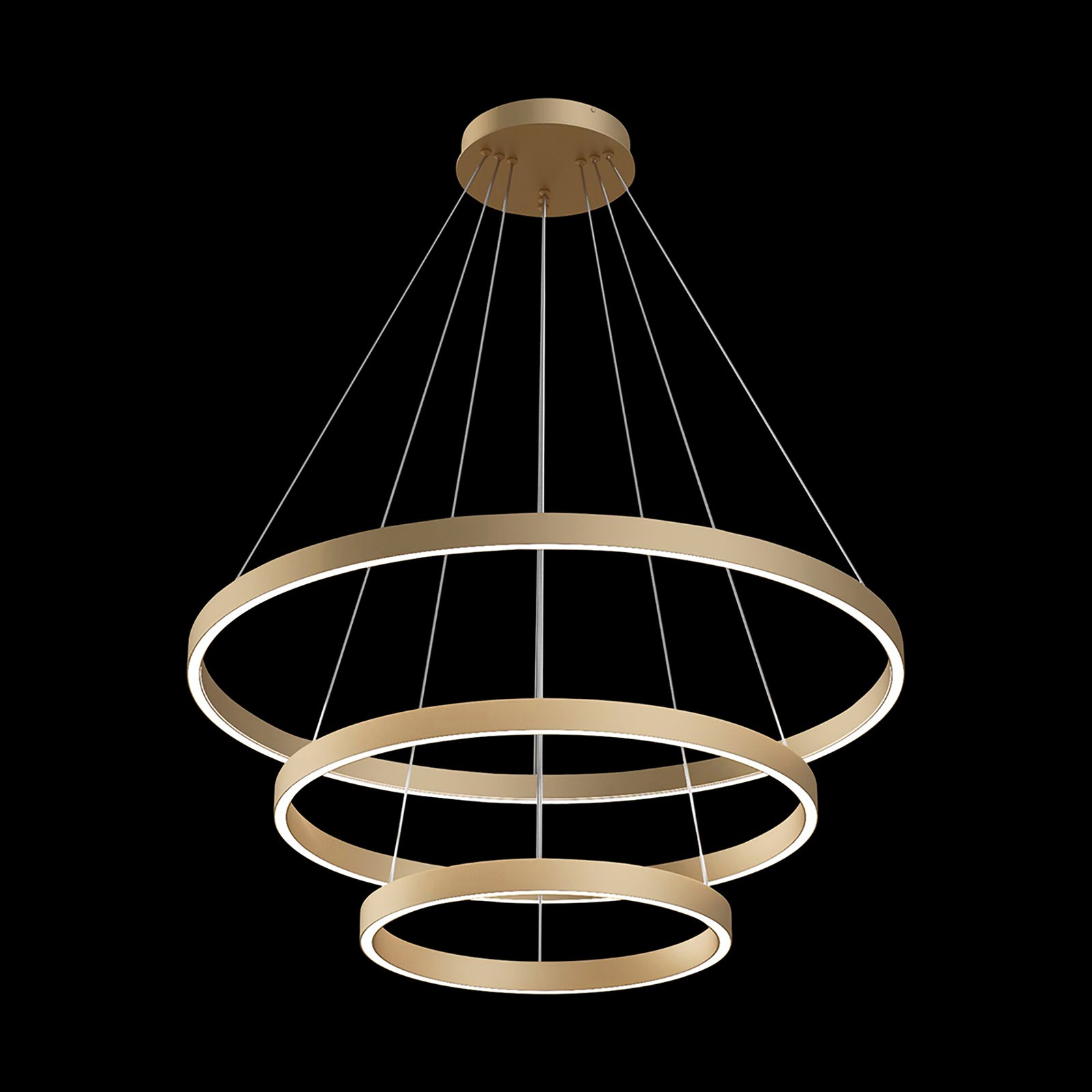 LED pendellampe Rim 3 ringer justerbar messing Ø80 cm vinkelbilde