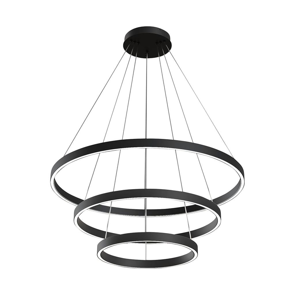 LED pendellampe Rim 3 ringer justerbar svart forfra