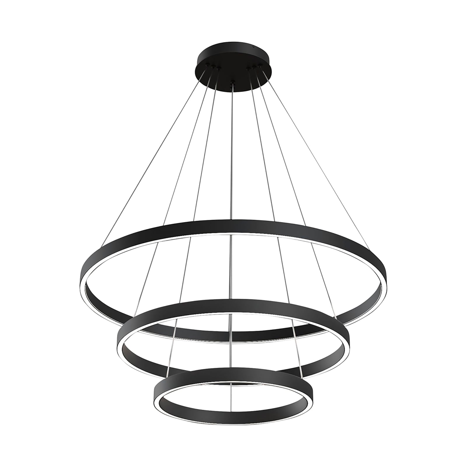 LED pendellampe Rim 3 ringer justerbar svart forfra