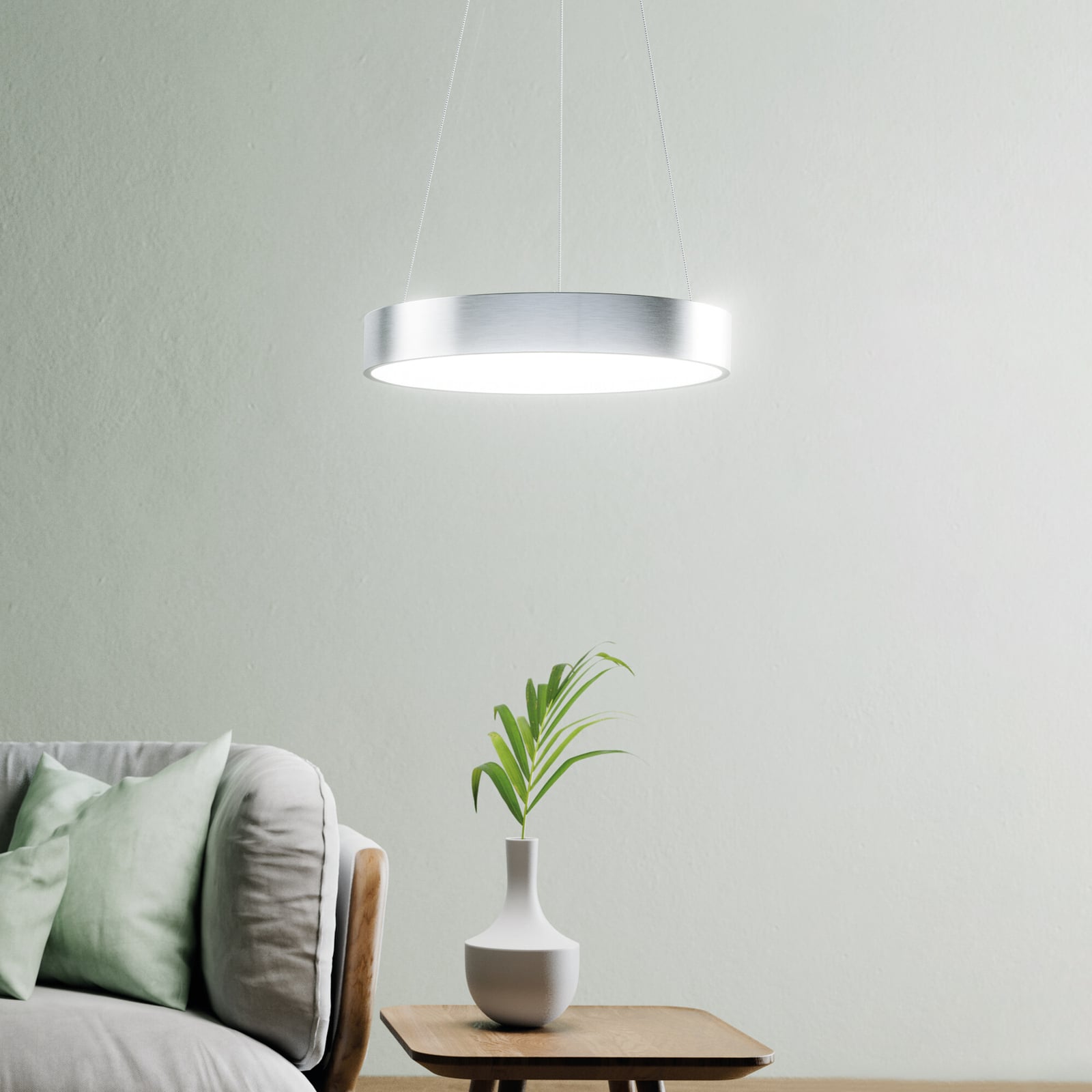 LED pendellampe ring aluminium dimbar Ø45 cm CCT WiFi - LEDVANCE SMART+ montert i rom