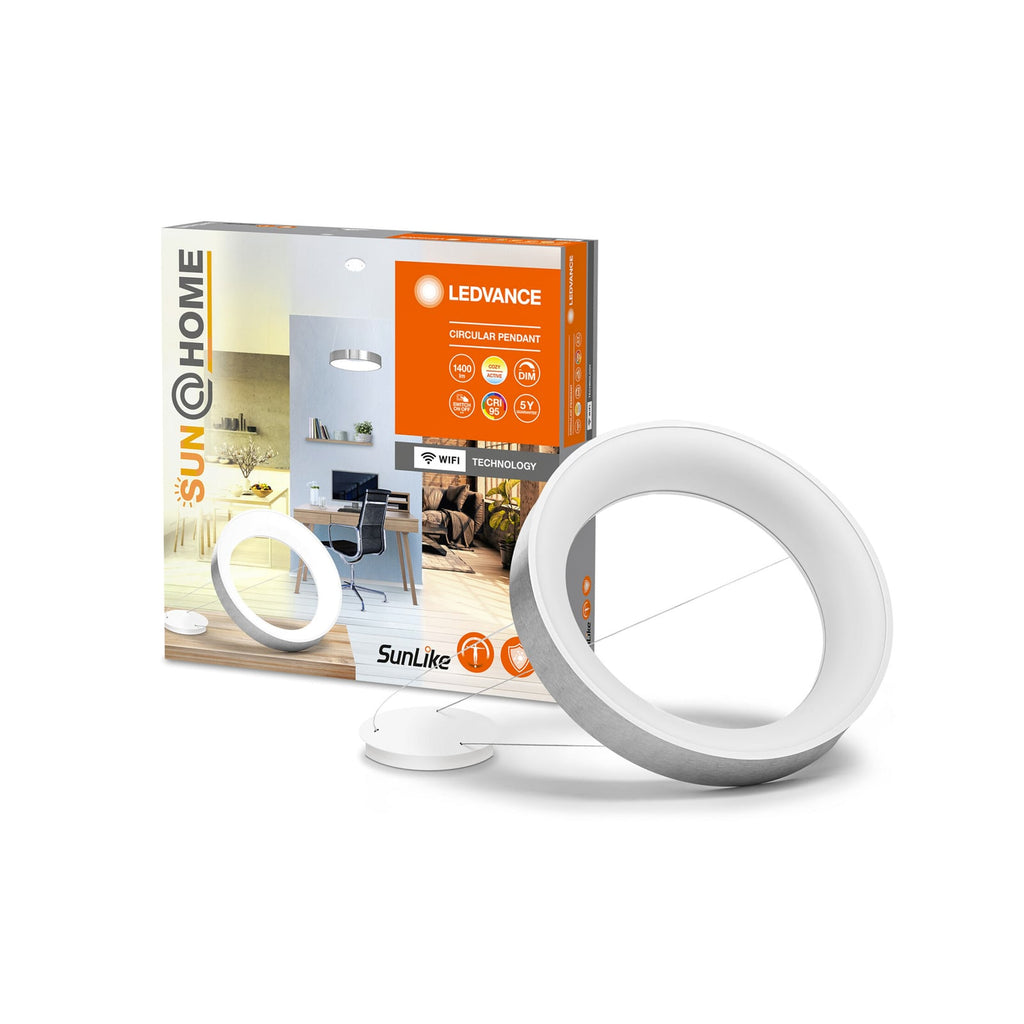 LED pendellampe ring aluminium dimbar Ø45 cm CCT WiFi - LEDVANCE SMART+ nærbilde av aluminiumfinish