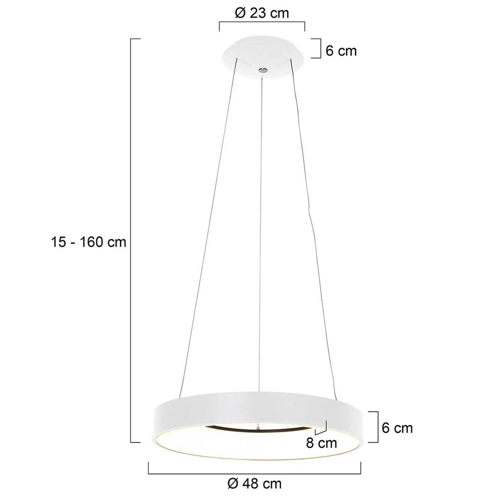 LED pendellampe Ringlede dimbar hvit Ø48 cm 40W detalj av ring