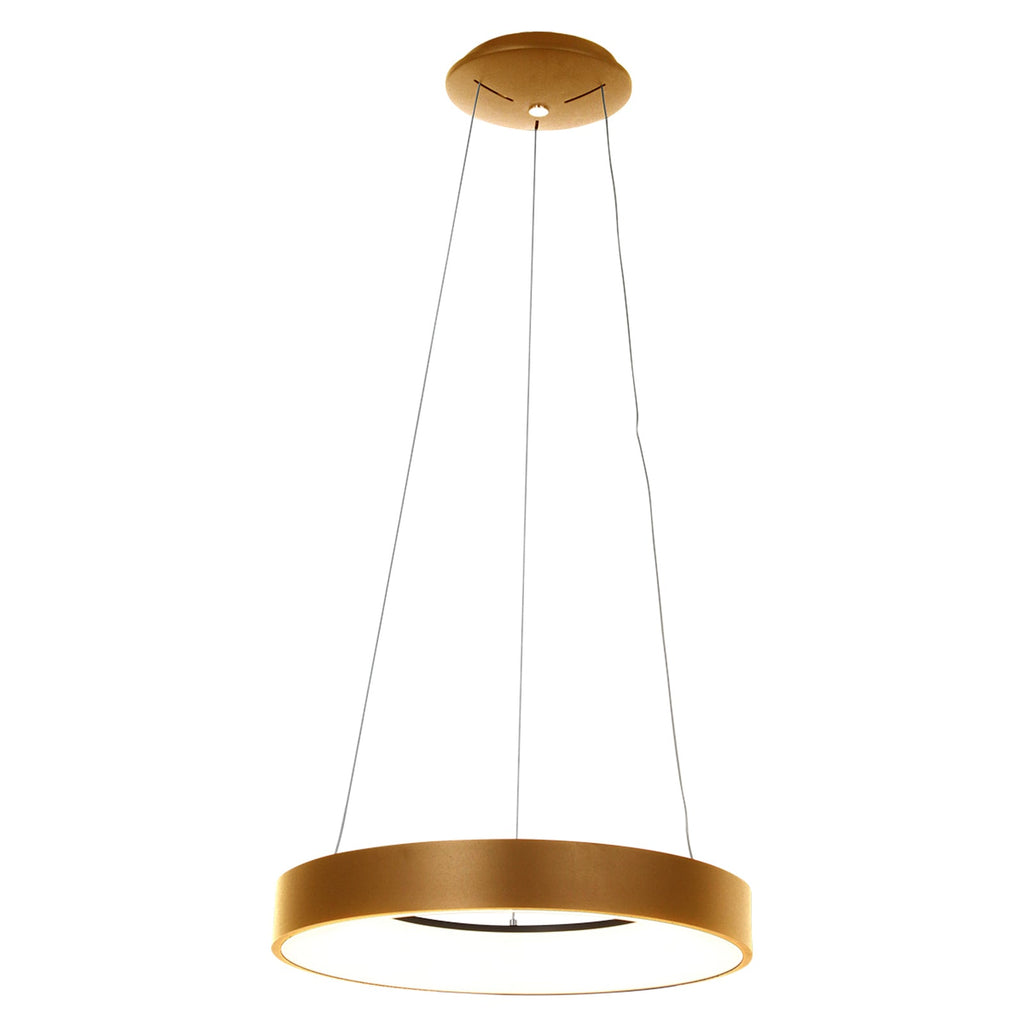 LED pendellampe Ringlede ringformet dimbar gull Ø48 cm 40W forfra