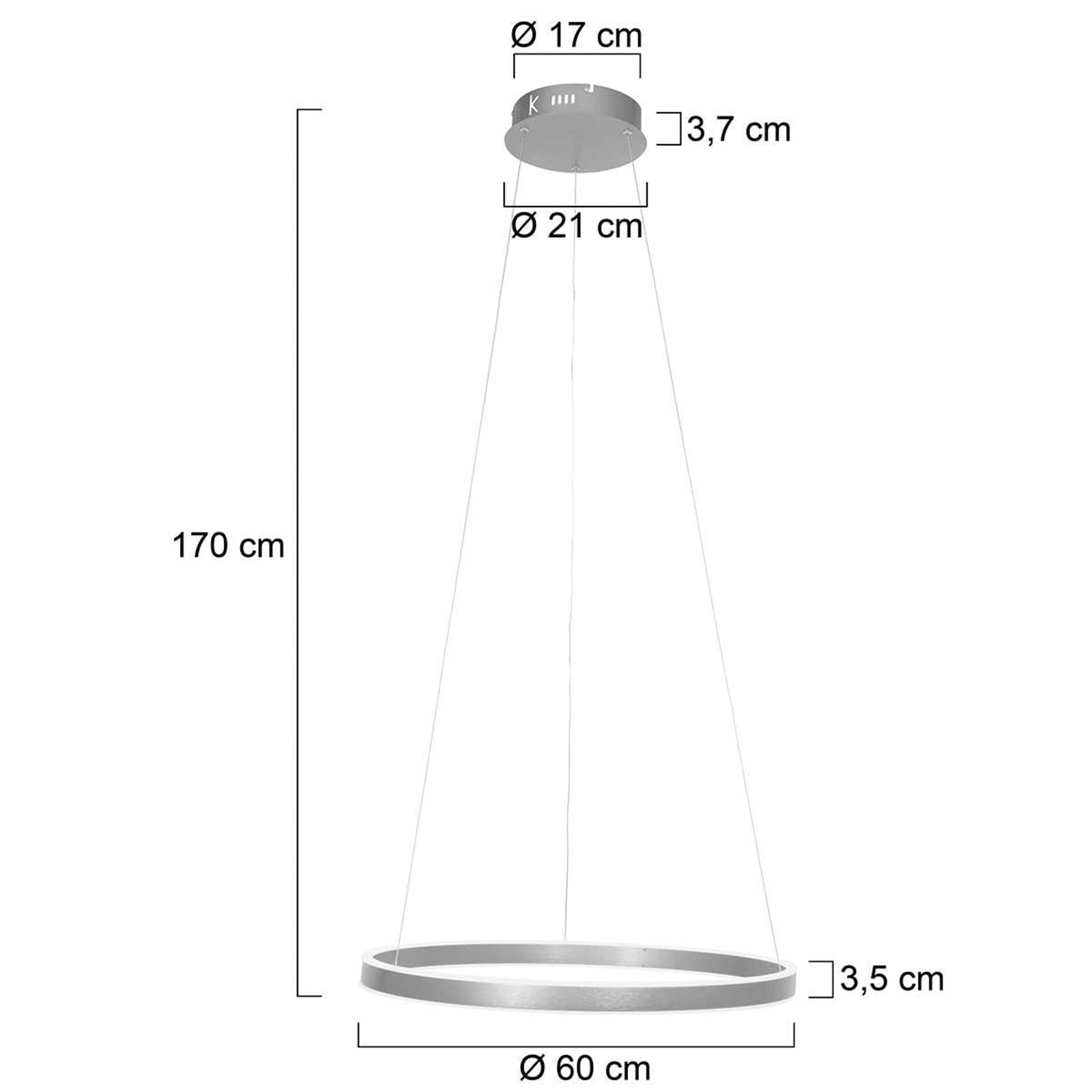 LED pendellampe Ringlux opp/ned Ø60 cm dimbar stål detalj