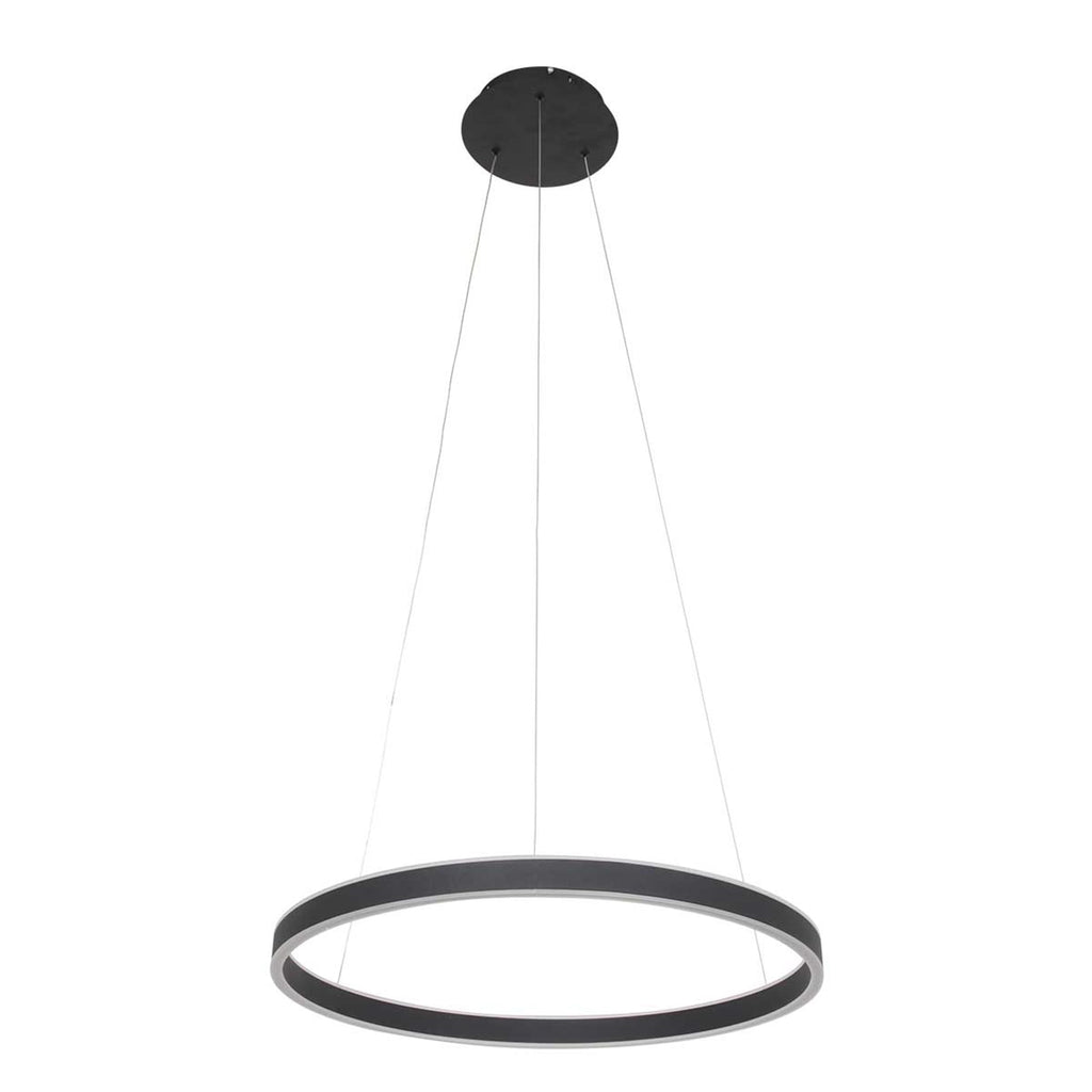 LED pendellampe Ringlux opp og ned dimbar svart Ø60 cm 42W forfra