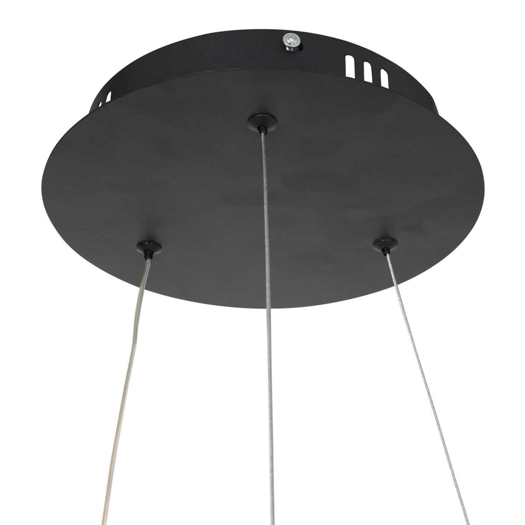 LED pendellampe Ringlux opp og ned dimbar svart Ø60 cm 42W detalj