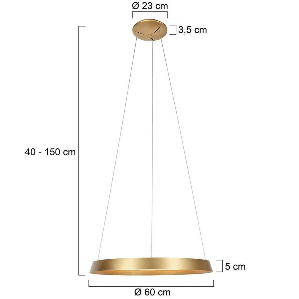 LED pendellampe Ringlux ring dimbar gullfarget Ø60 cm bakside