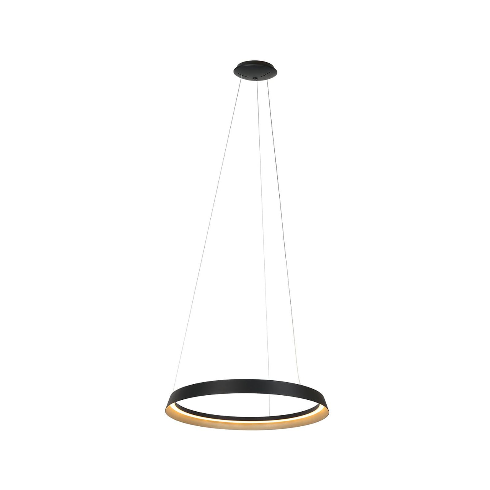 LED pendellampe Ringlux svart metall forfra