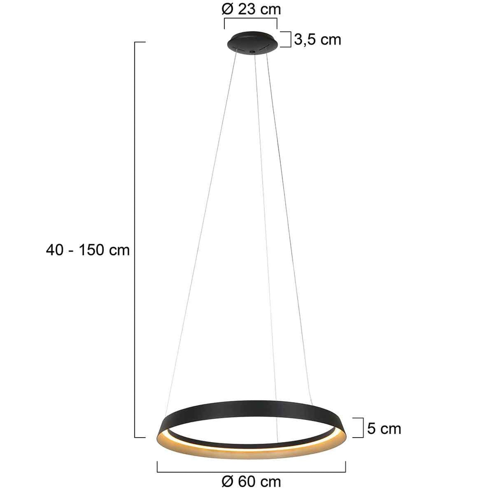 LED pendellampe Ringlux svart metall bakside