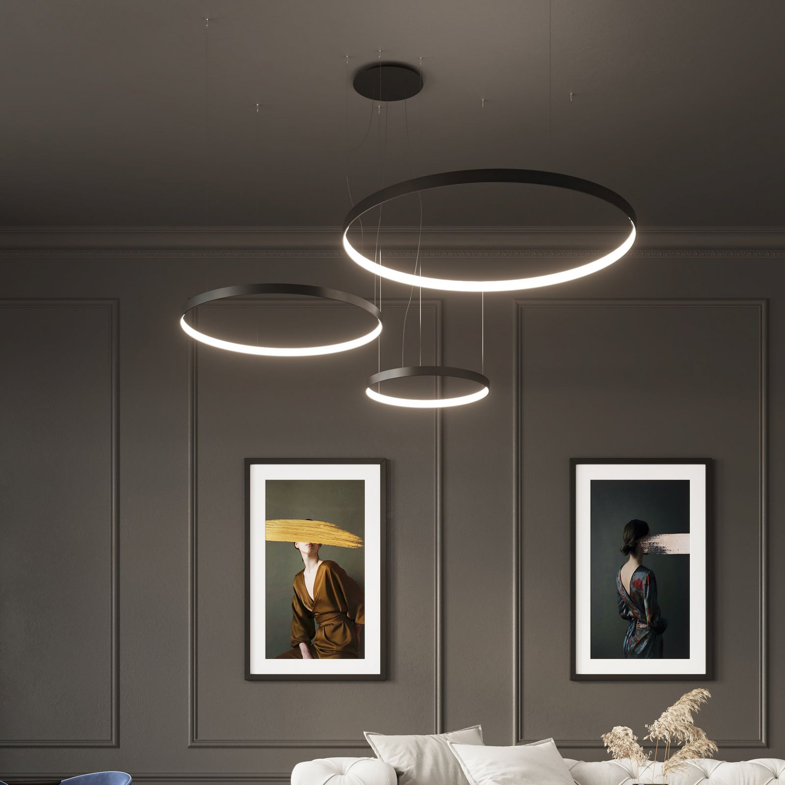 Montert LED pendellampe Rio 110 Ø110 cm 70W 4000K svart i rom