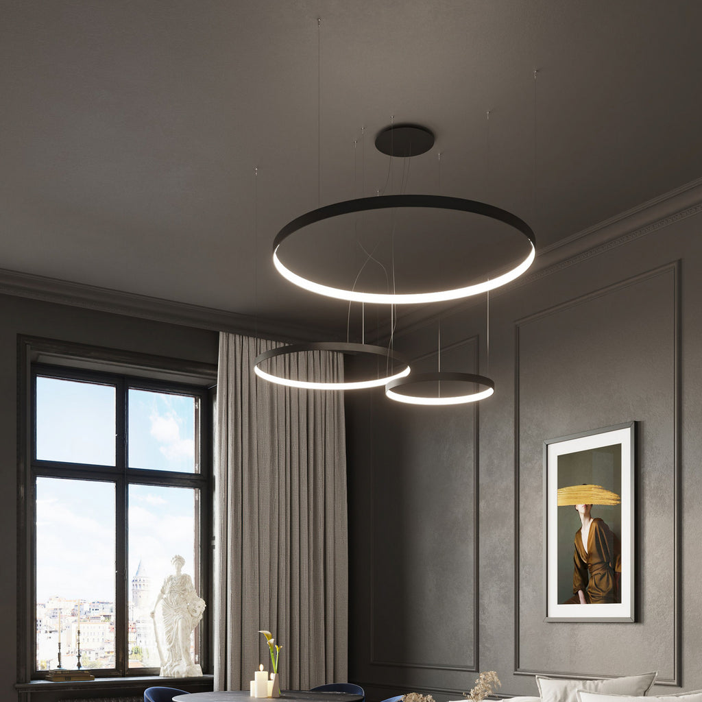 Nærbilde av LED pendellampe Rio 110 Ø110 cm 70W 4000K svart