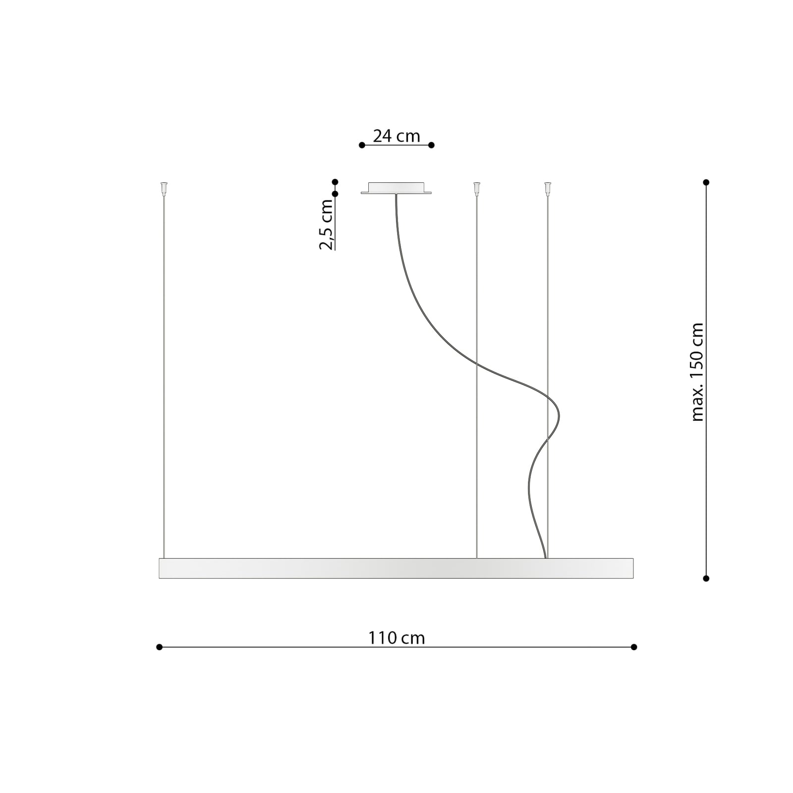 LED pendellampe Rio 110 Ø110 cm 70W 4000K svart side
