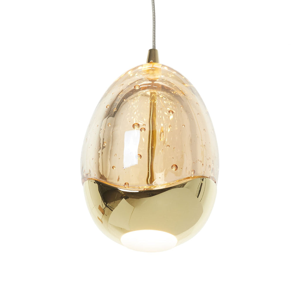 LED pendellampe Rocio 5-lys dimbar gullfarga glass lysdetalj