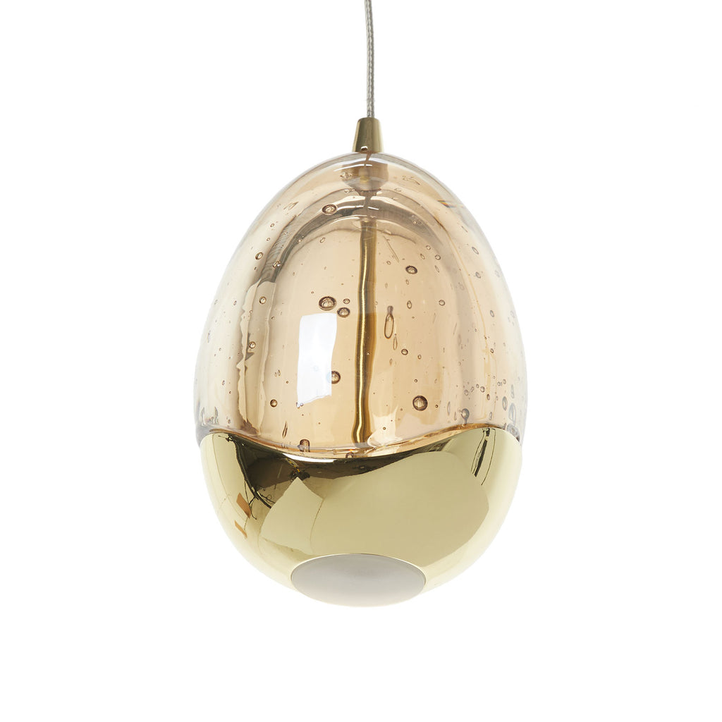 LED pendellampe Rocio 5-lys dimbar gullfarga glass sideprofil