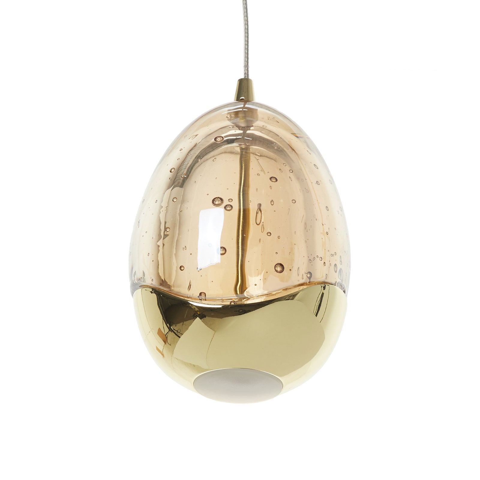 LED pendellampe Rocio 5-lys dimbar gullfarga glass sideprofil