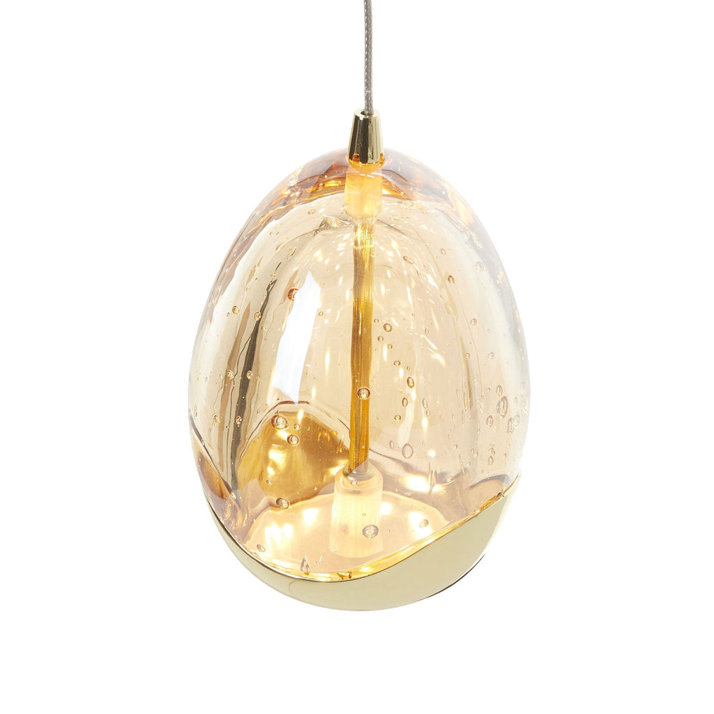 LED pendellampe Rocio 5-lys dimbar gullfarga glass oppheng detalj