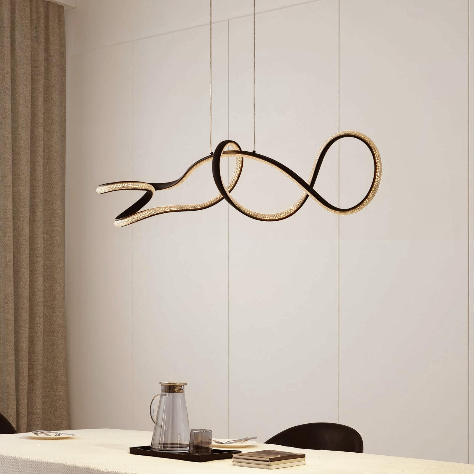 LED pendellampe Rodado svart aluminium 110 cm bakside