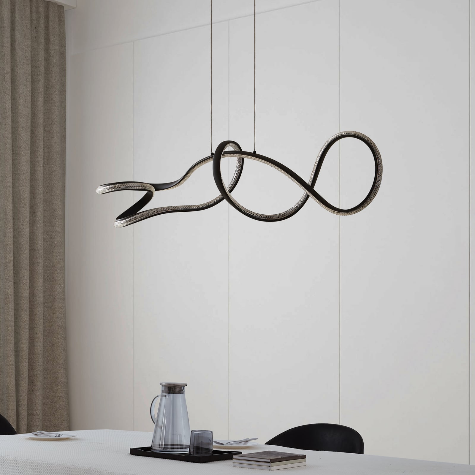 LED pendellampe Rodado svart aluminium 110 cm detalj av armatur