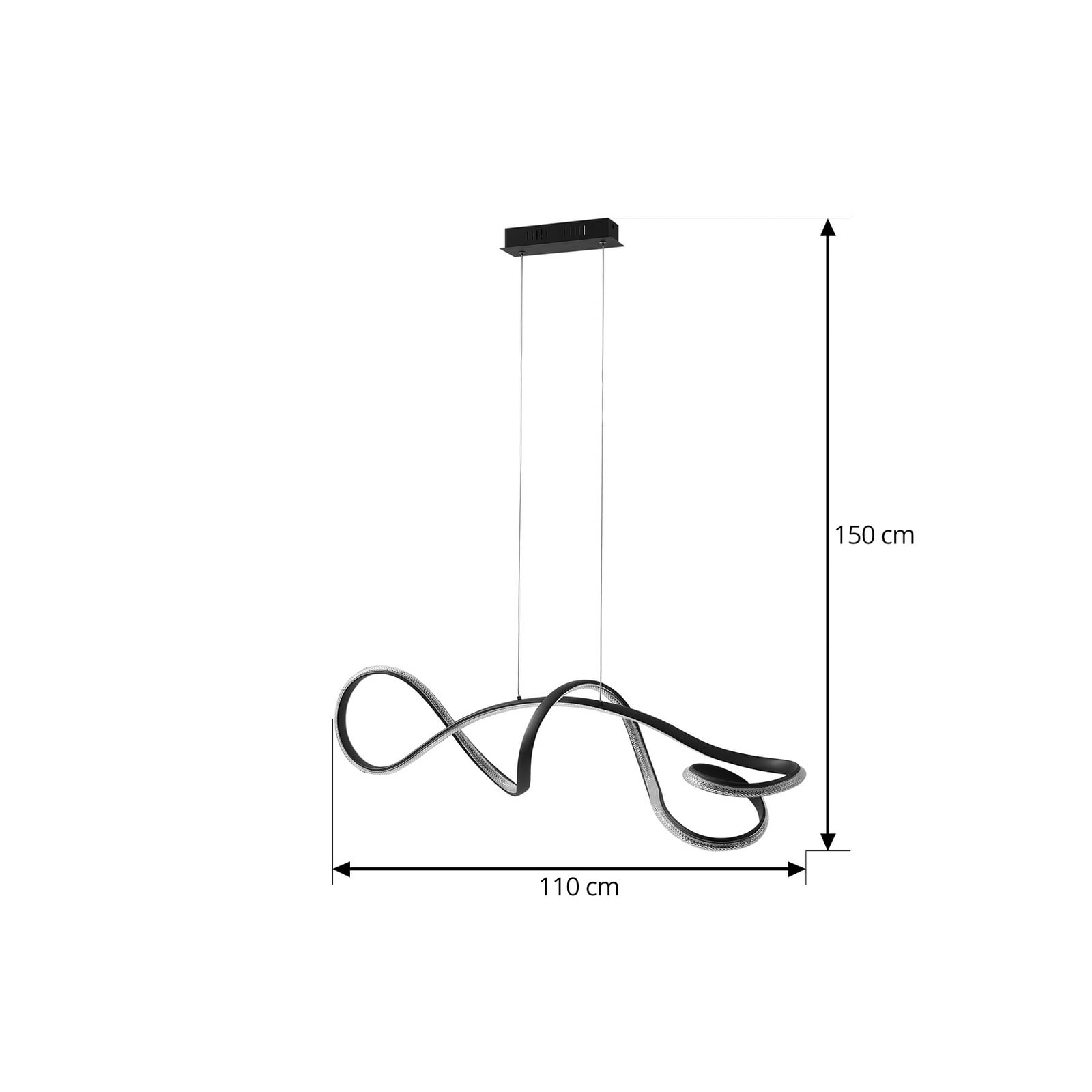 LED pendellampe Rodado svart aluminium 110 cm nærbilde av LED-lys