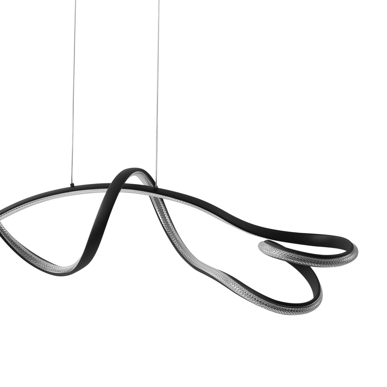 LED pendellampe Rodado svart aluminium 110 cm sideprofil